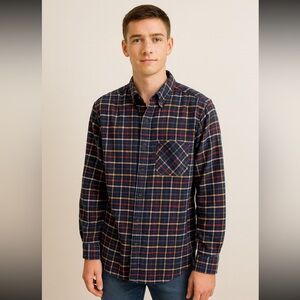 Cloudveil Men’s Flannel Shirt XL Button Up Blue Plaid Cotton Long Sleeve